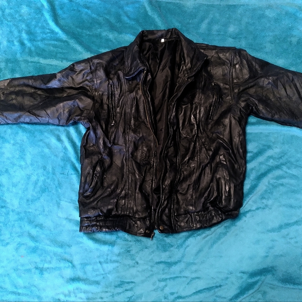 Vintage leather biker jacket size large